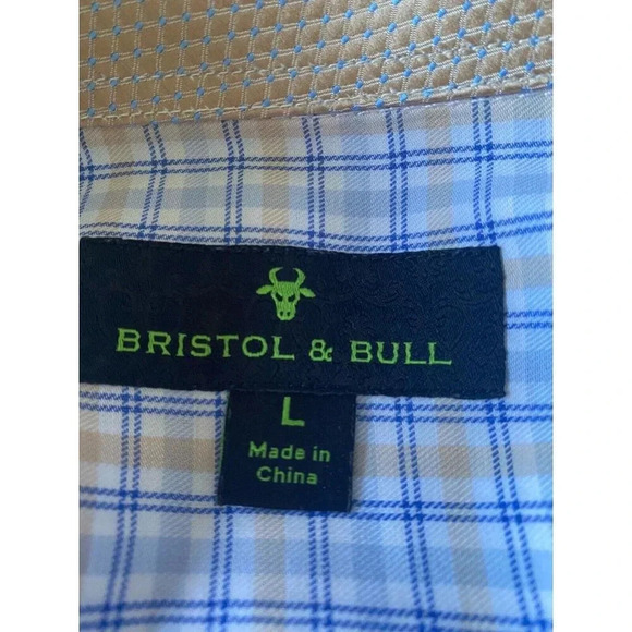 Bristol & Bull Large Mens 16-32 Plaid Long Sleeve Button Flip Cuffs 100% Cotton - Picture 4 of 7